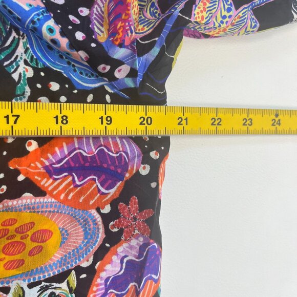 NWOT Johnny Was Zellah Silk Floral Ruffles Pleated V-neck Blouse Size S - Picture 13 of 15